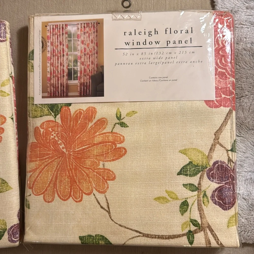 PIER 1 Imports Vintage Raleigh Floral Window Panel Curtains Set Of Two curtains